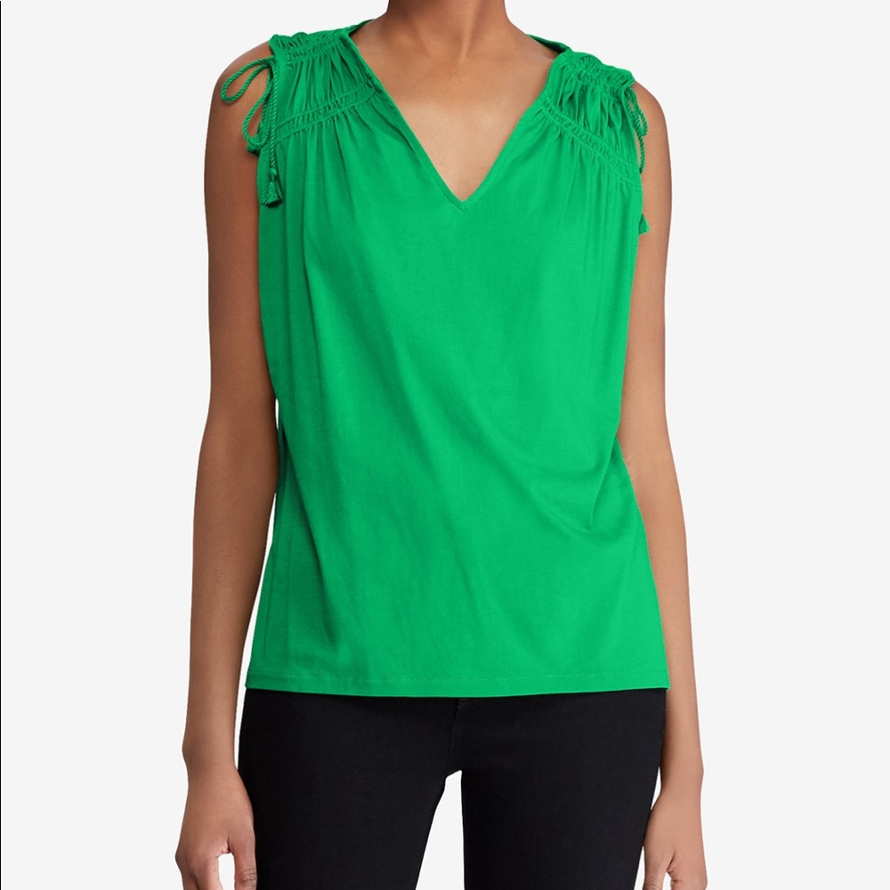 NEW!! Ralph Lauren Shirred-Shoulder Tank Top.